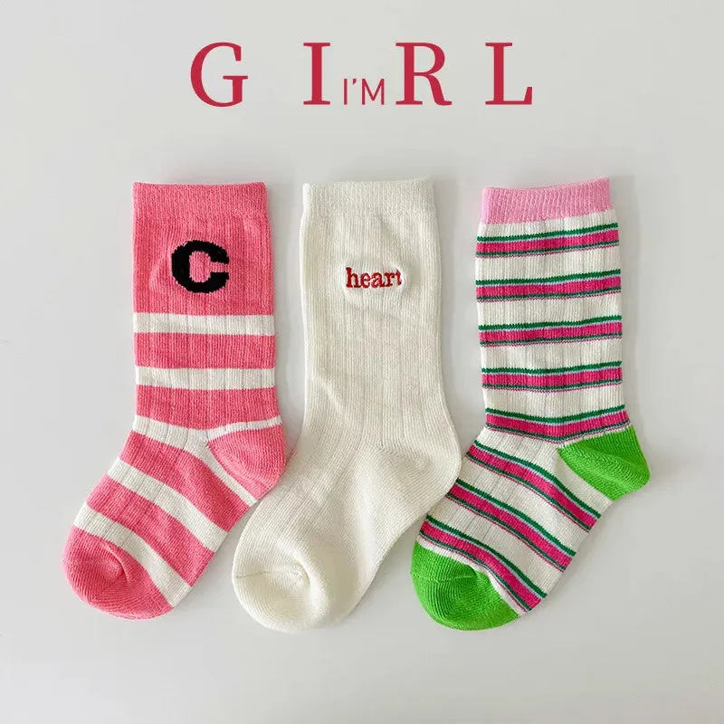 3 Pairs Kids Sock Boys Girls Fashion Letters Numbers Socks For Sneakers Cotton Socks Children 1-12T