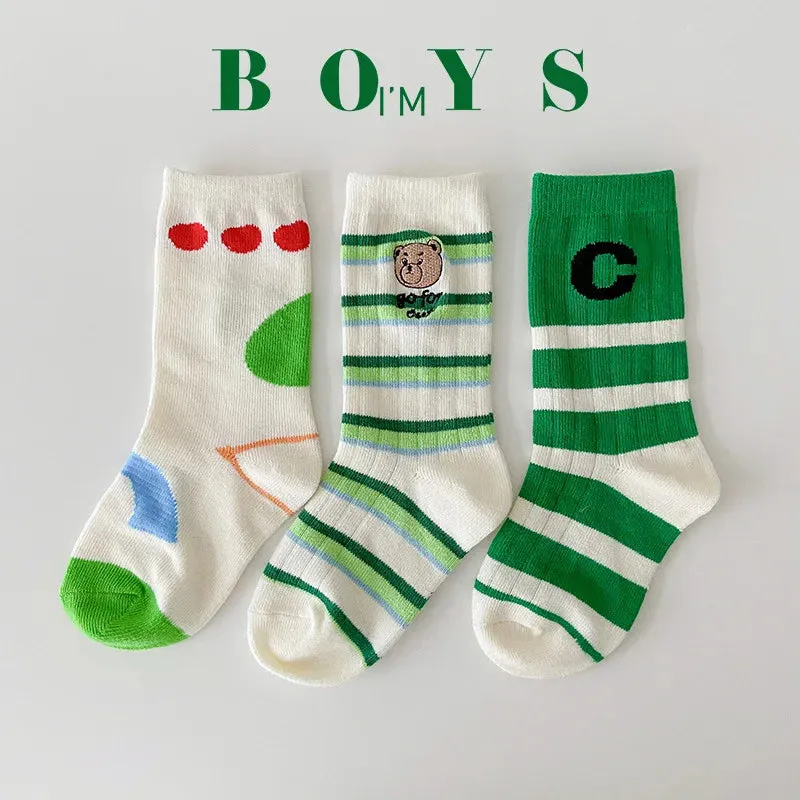 3 Pairs Kids Sock Boys Girls Fashion Letters Numbers Socks For Sneakers Cotton Socks Children 1-12T