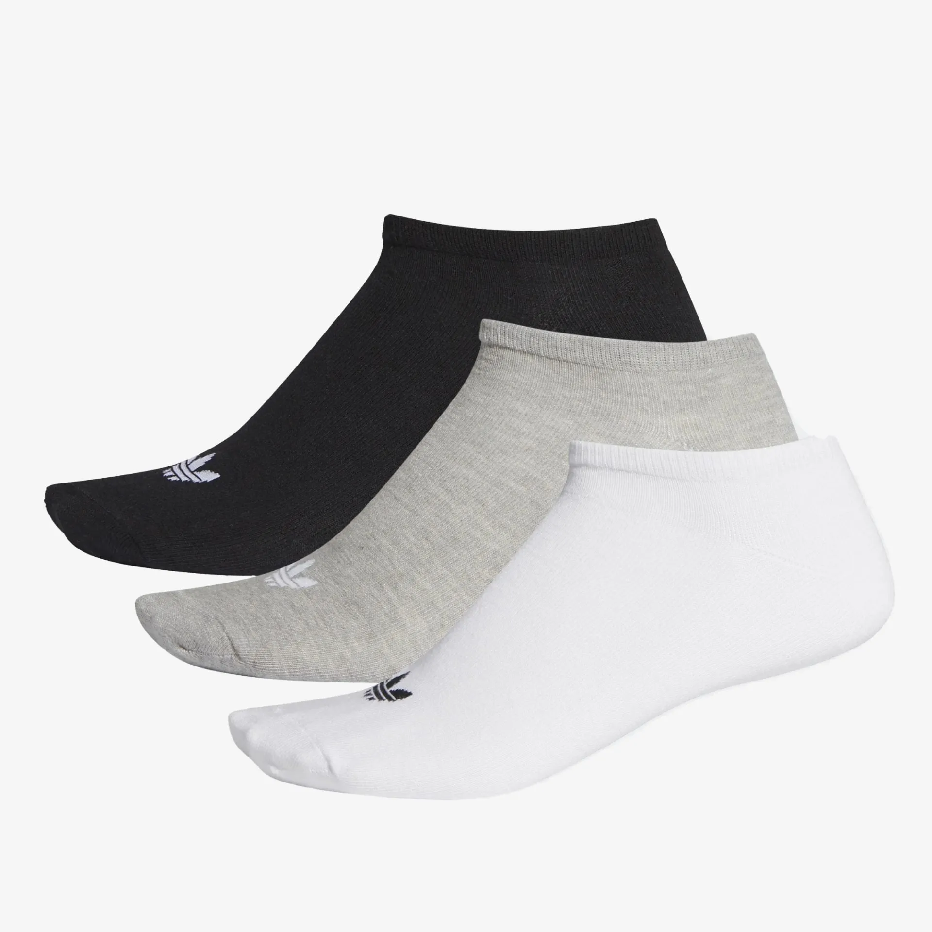 Adidas Originals | TREFOIL LINER SOCKS - 3 PAIRS  { WHITE / BLACK / MEDIUM GREY HEATHER