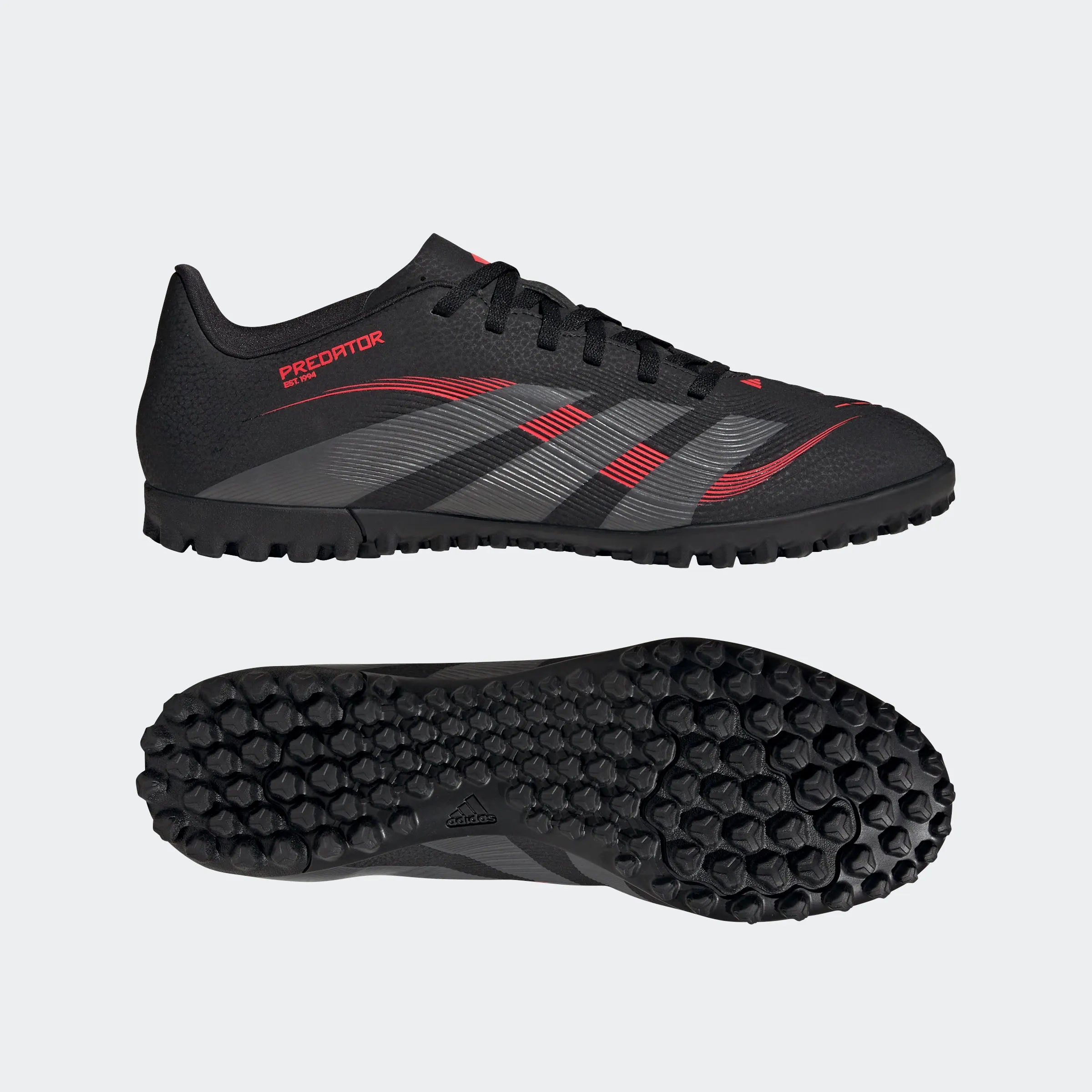 adidas PREDATOR CLUB Artificial Turf Soccer Shoes | Core Black-Grey Four-Lucid Red | Men's