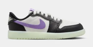 Air Jordan 1 Retro Low OG Black Raspberry Preschool Lifestyle Shoes (Black/Black Raspberry/Volt Tint)