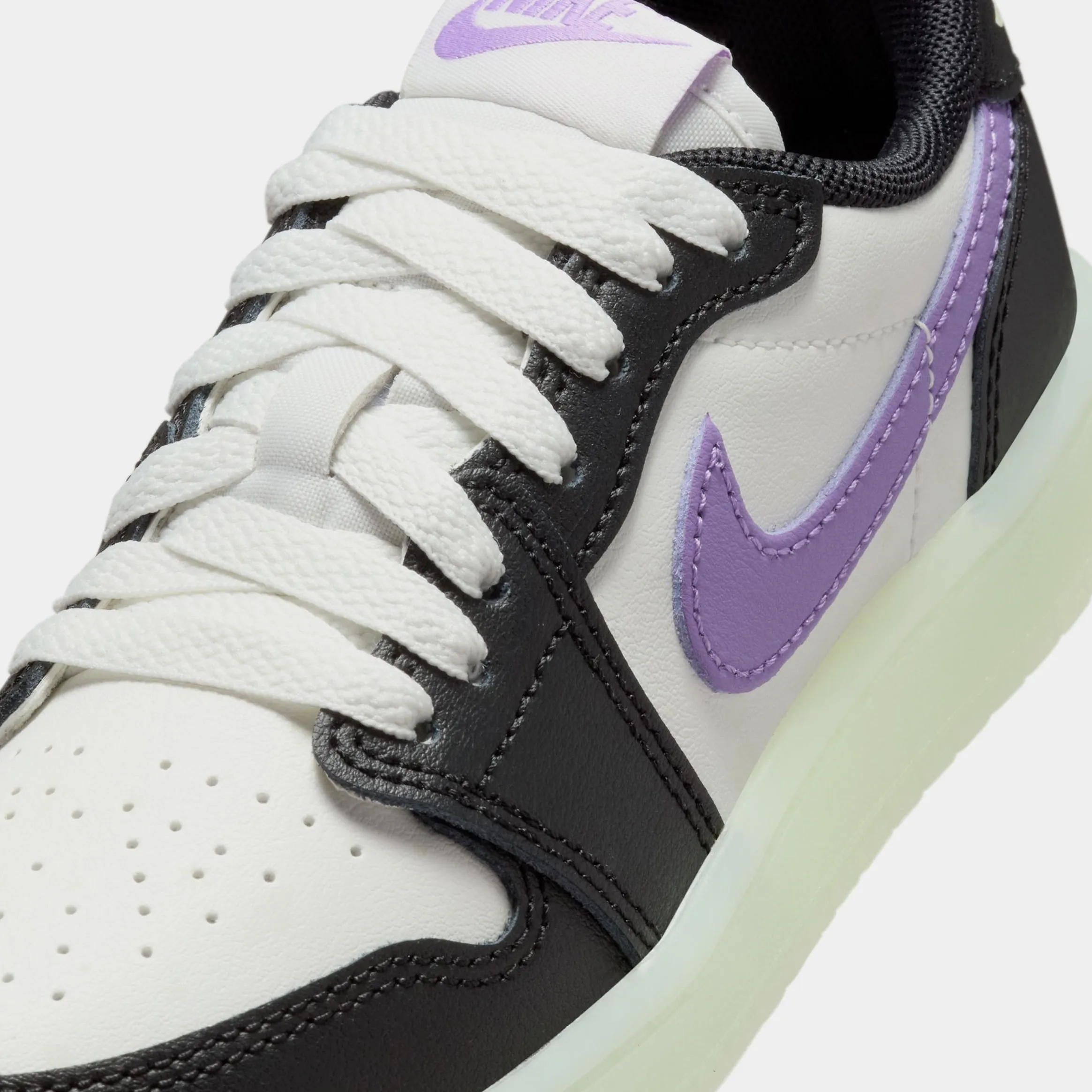 Air Jordan 1 Retro Low OG Black Raspberry Preschool Lifestyle Shoes (Black/Black Raspberry/Volt Tint)