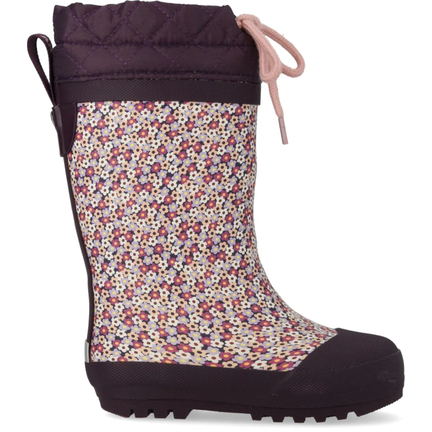 Angulus Flowers/Aubergine Rubber Boot Med Woolfor