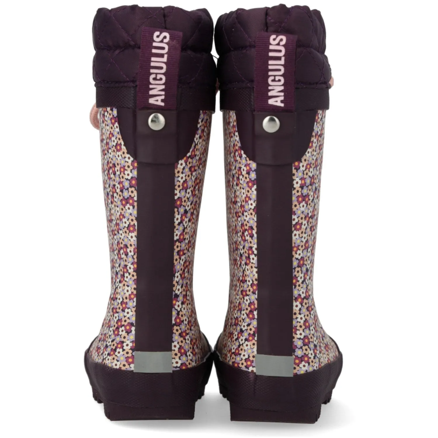 Angulus Flowers/Aubergine Rubber Boot Med Woolfor