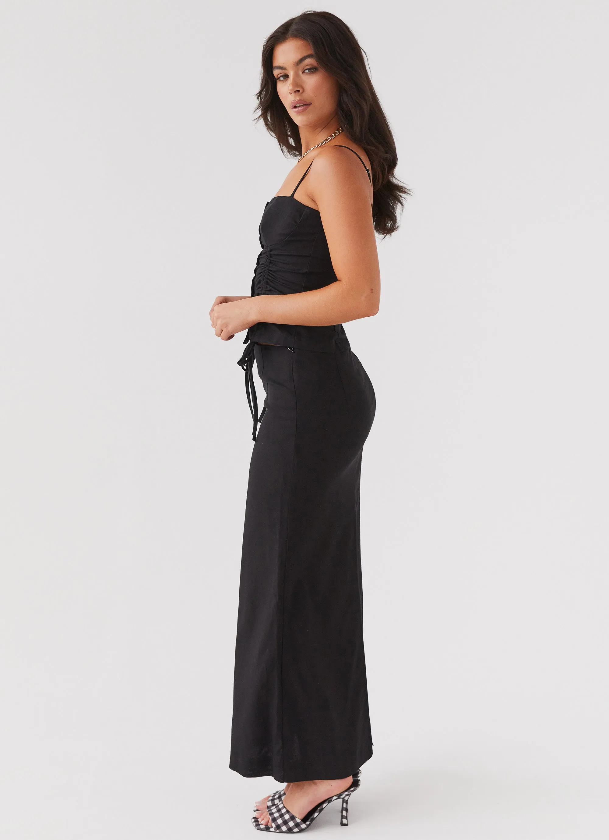 Ariana Linen Maxi Skirt - Black