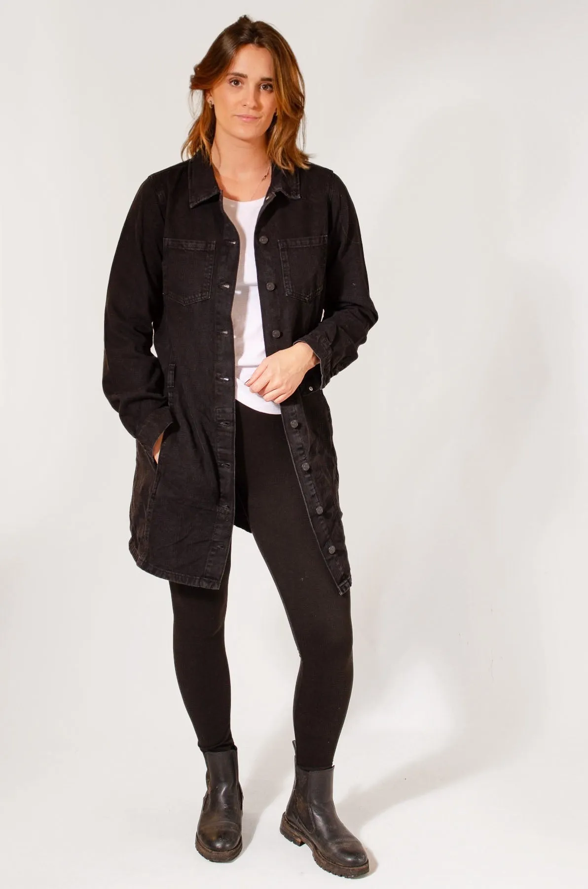 Black Denim Shirt Dress