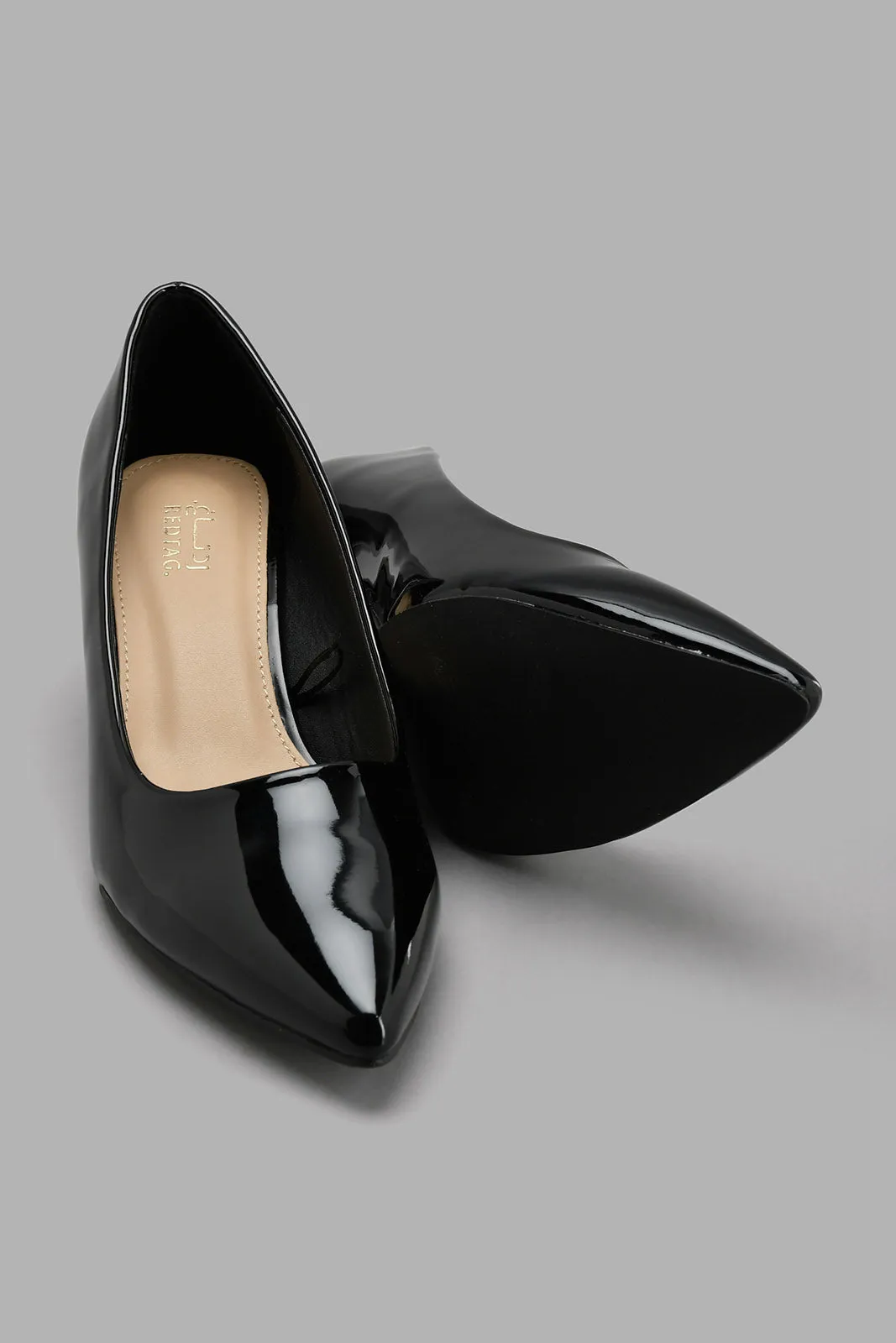 Black Glossy Court Shoe