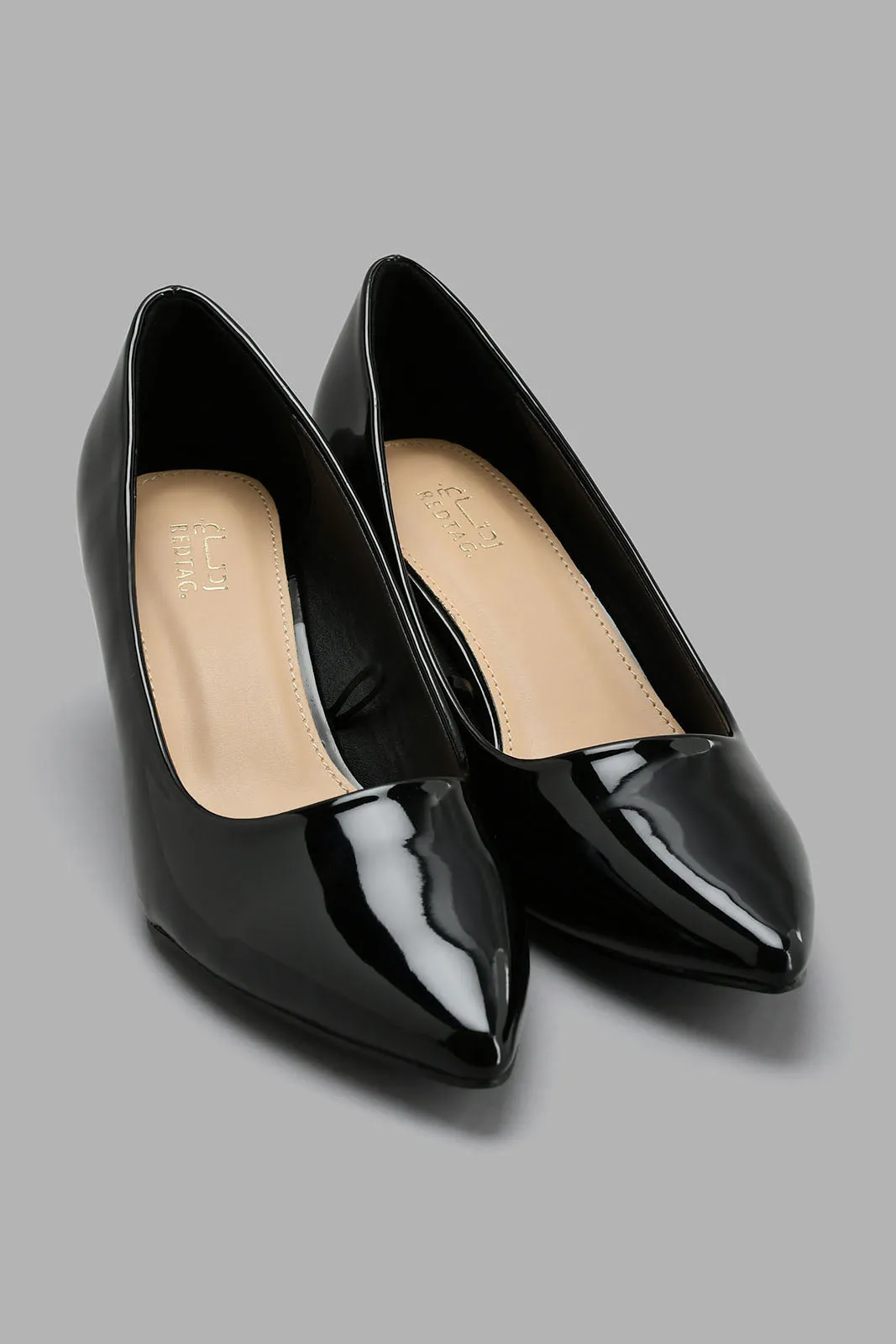 Black Glossy Court Shoe