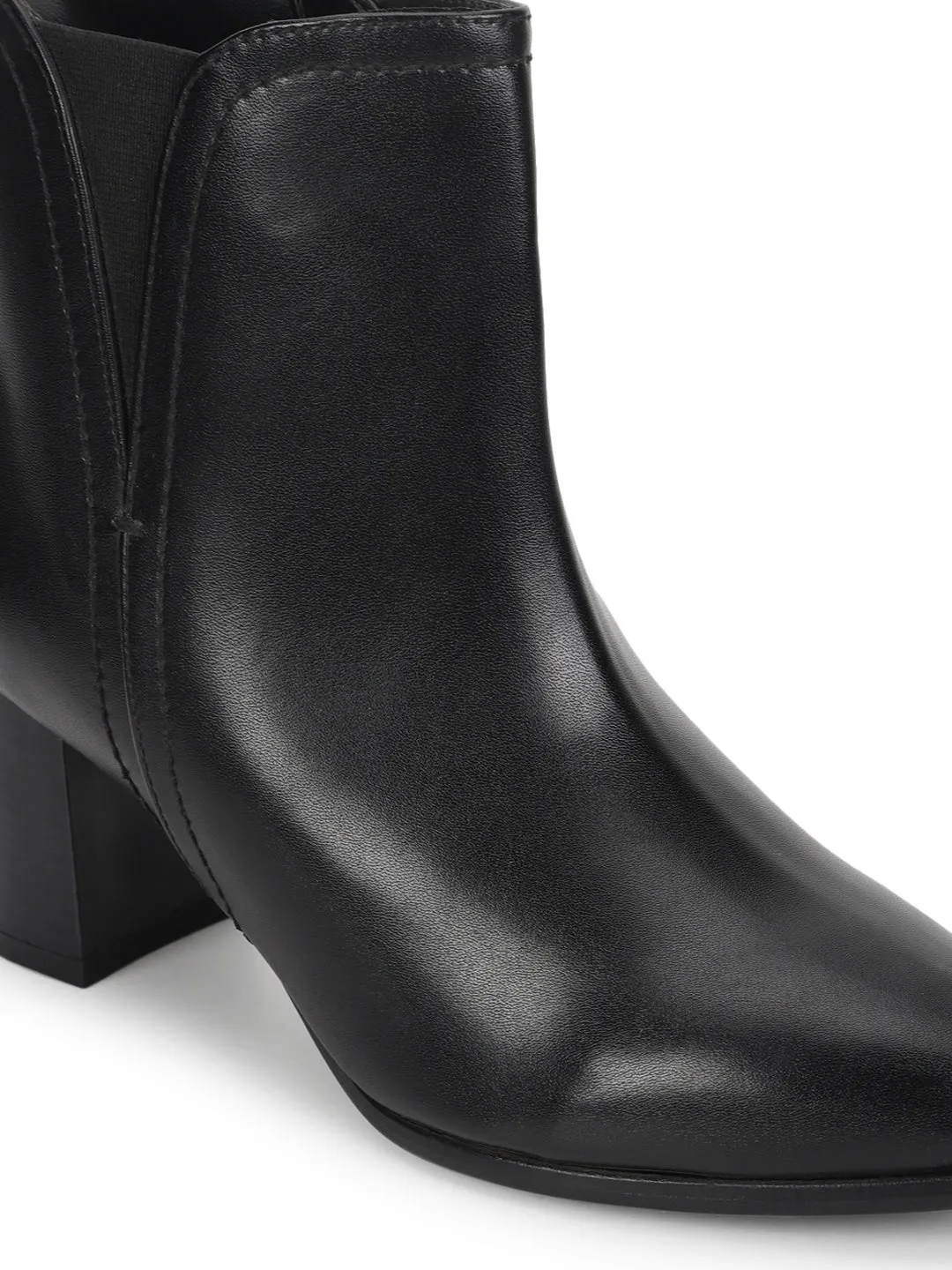 Black PU Block Ankle Boots (TC-20645-BLK)