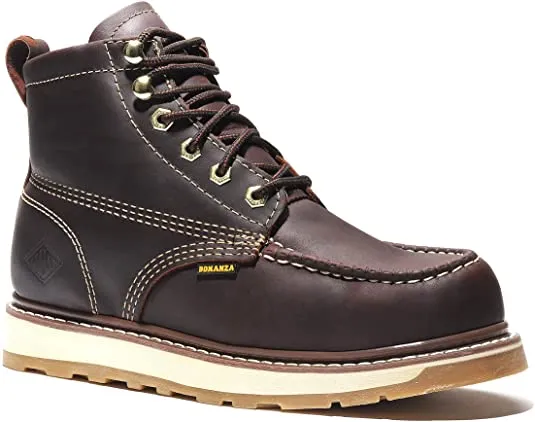 Bonanza Boots | FRONTIER 6" Moc Toe Dual Density Wedge Work Boot with Steel Toe-BAT612 | Burgundy