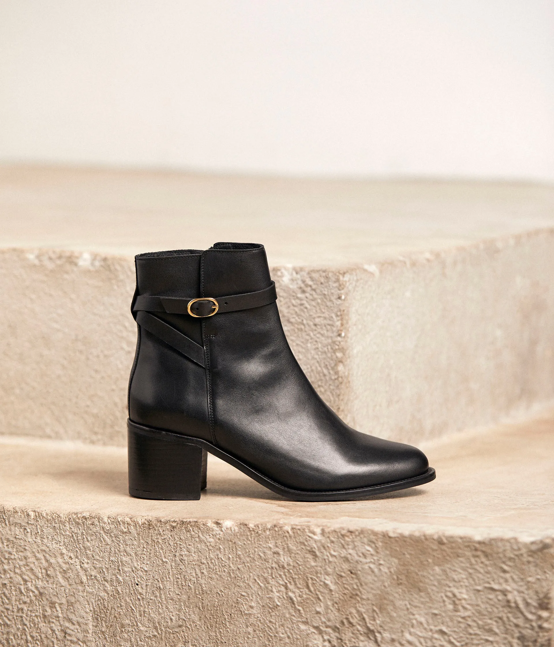 Boots cuir noir Aimeline