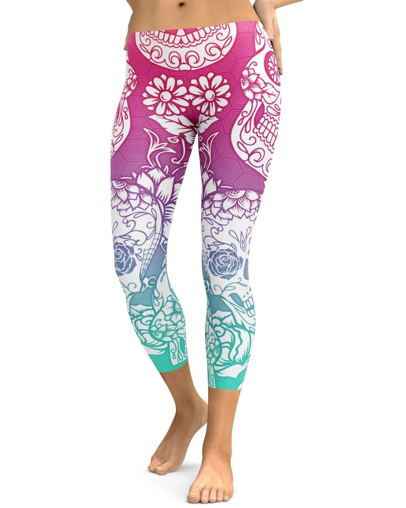 Bright Sugar Skull Capris