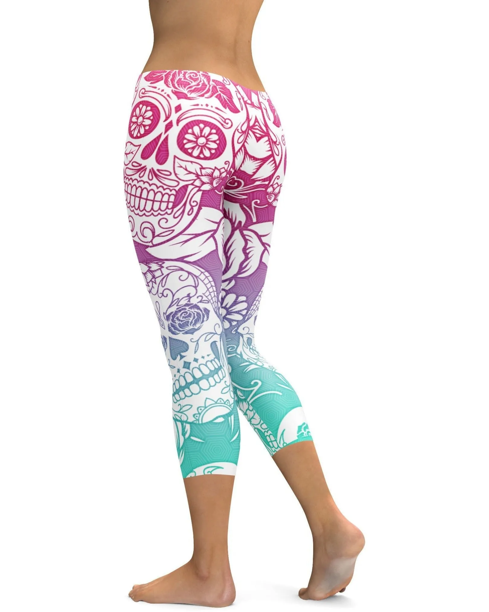 Bright Sugar Skull Capris