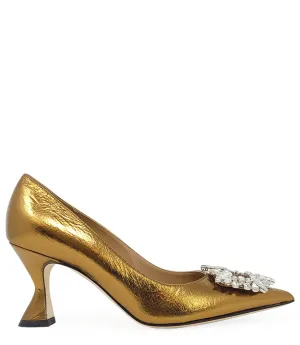 Bronze Leather Kitten Heel Pump