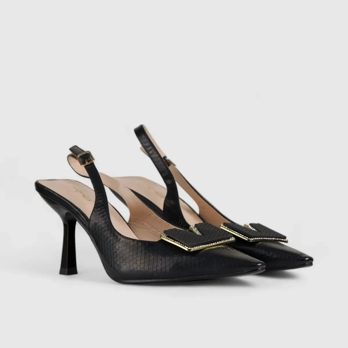 Bulbul Dress Slingback Heel Court Black HAR007