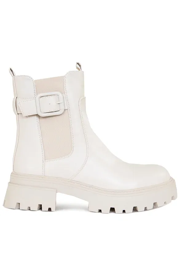 Chelsea Gesp Boots Beige