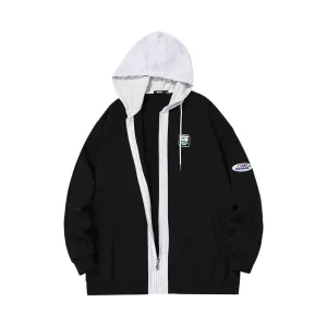 Cityboy color contrast patchwork drawstring hooded cotton jacket