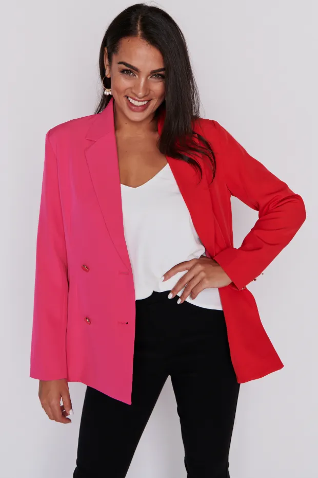 Claire Pink & Red Blazer