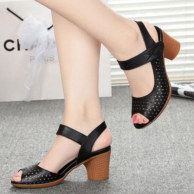 Cut-Out Block Heel Sandals