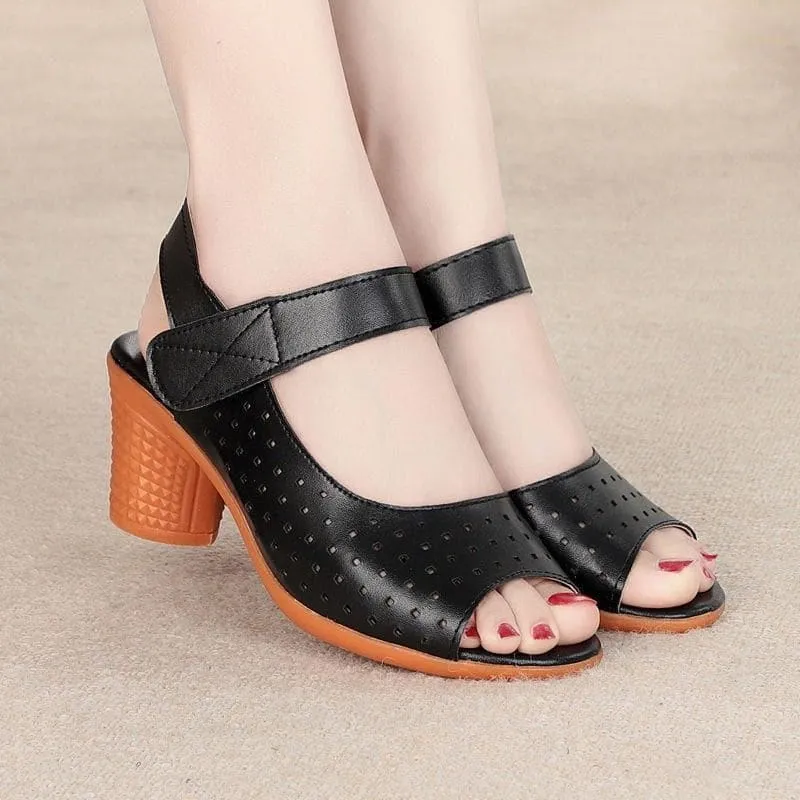 Cut-Out Block Heel Sandals