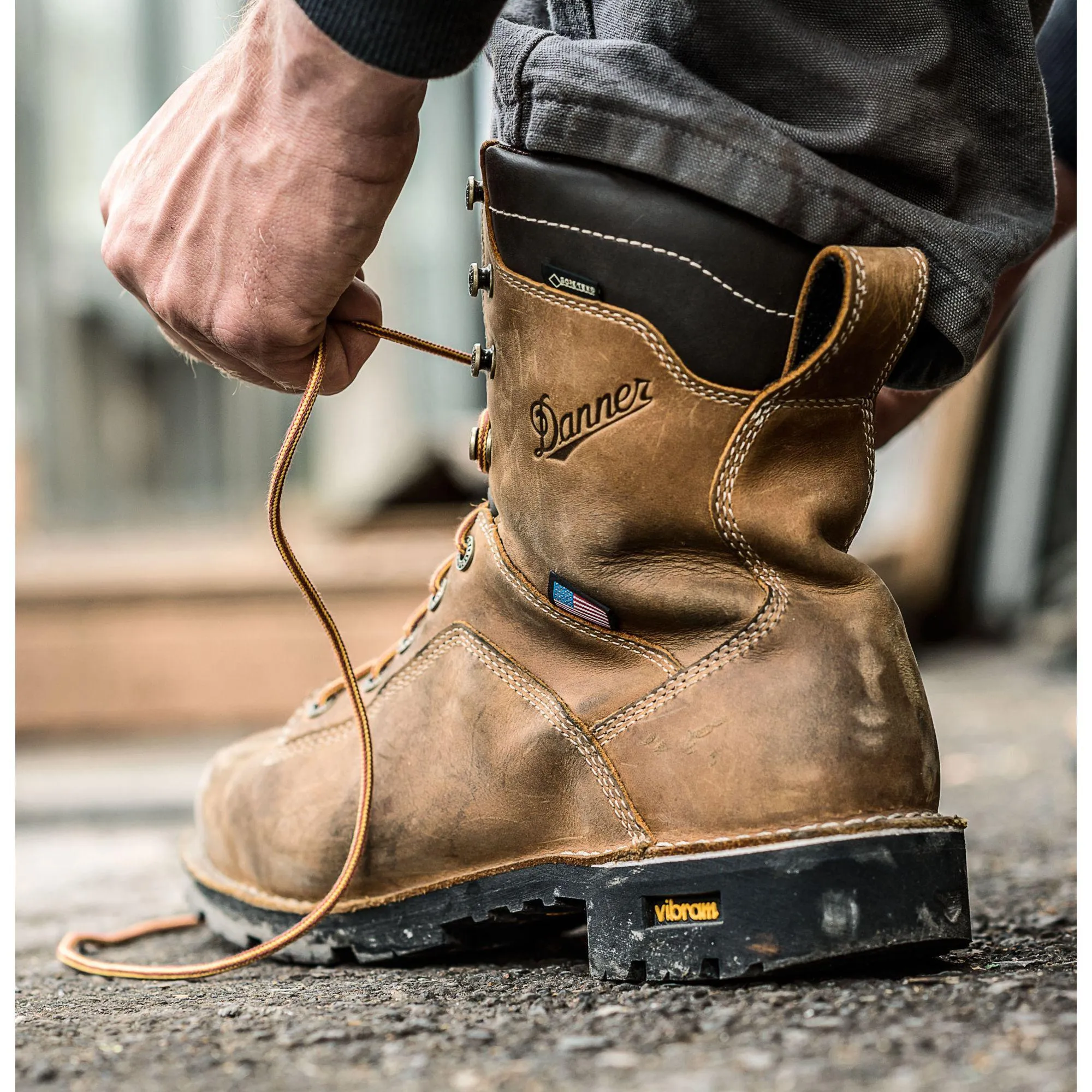 Danner Men's Quarry USA Made 8" WP Work Boot Distressed Brown - 17315