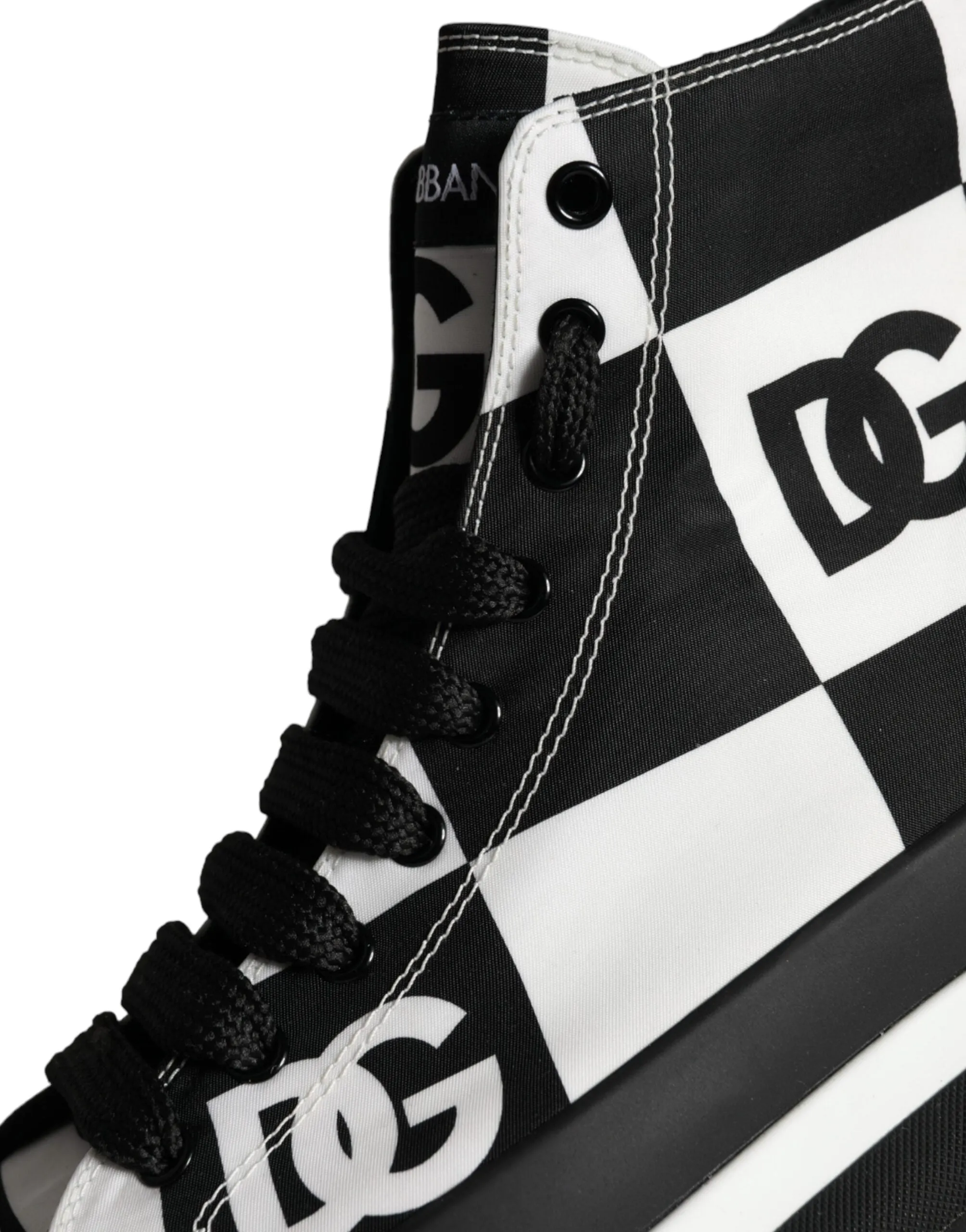 Dolce & Gabbana Black White Checkered High Top Sneakers Shoes