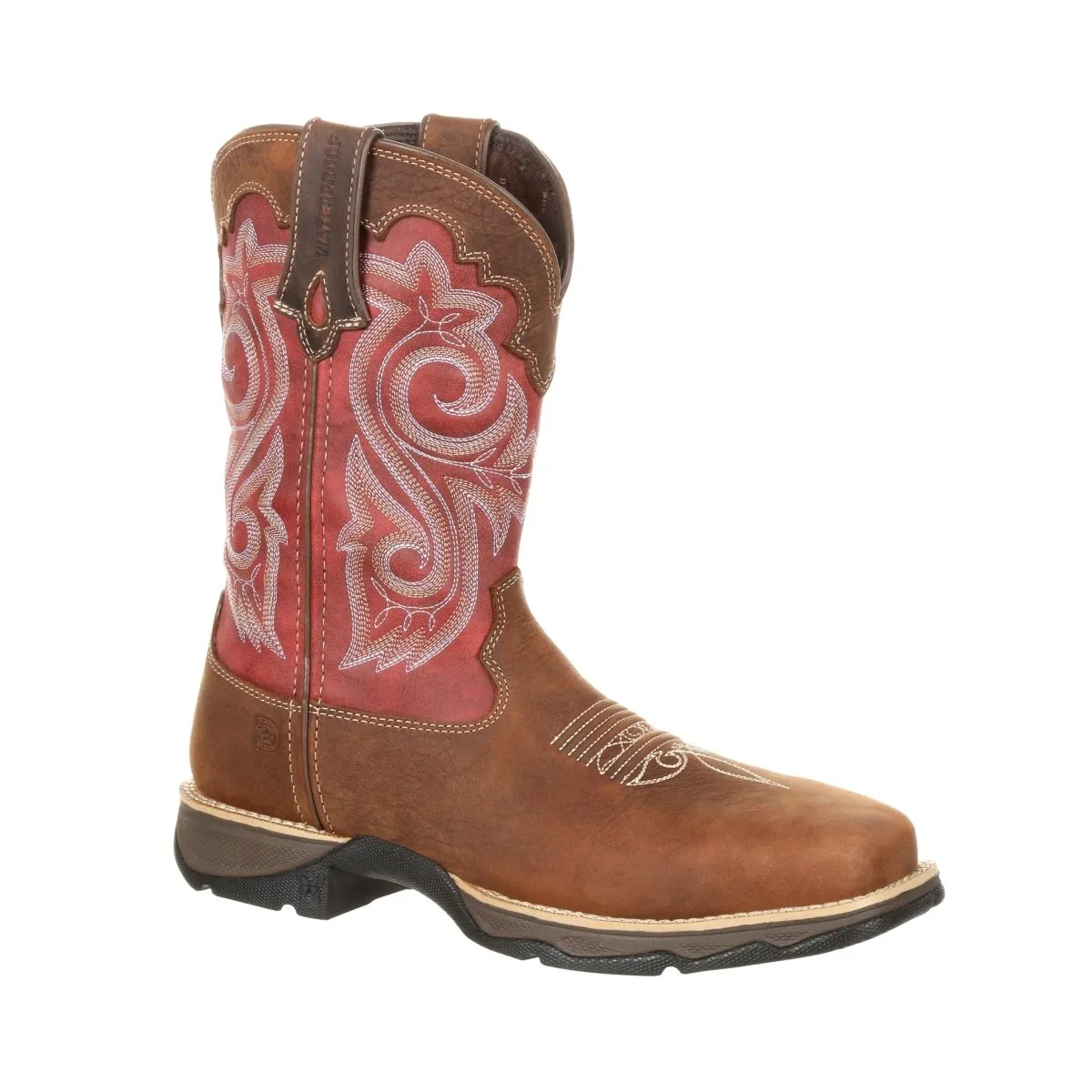 Durango Lady Rebel Women's Waterproof Composite Toe Western Work Boots Drd0220 In Briar Brown And Rusty Red