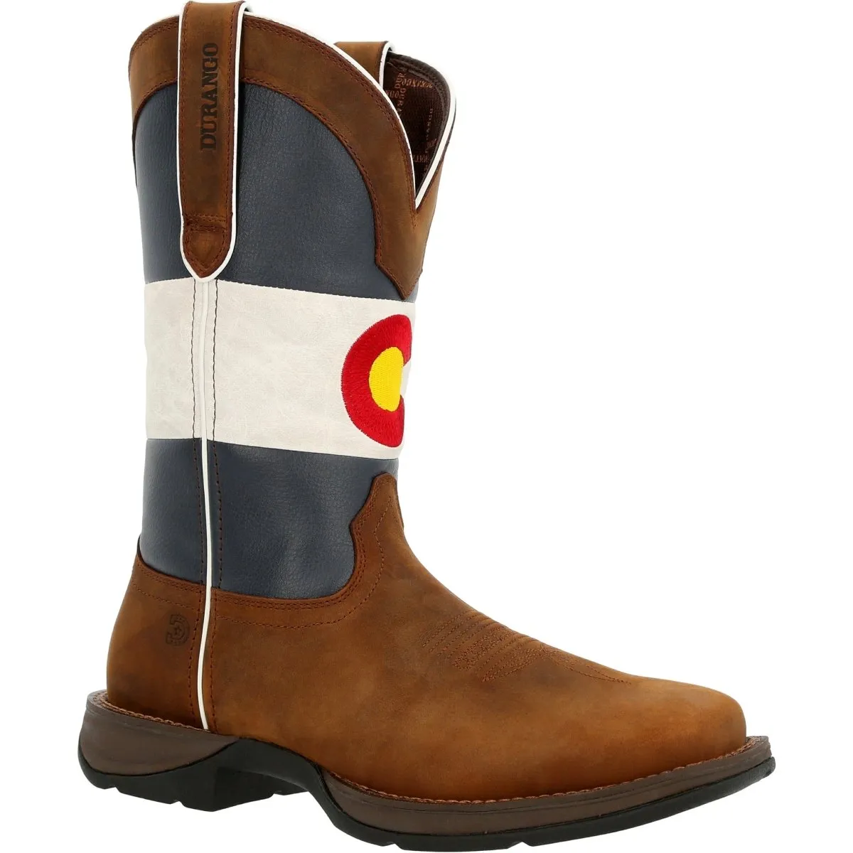 Durango Rebel Men's 11" Pull-on Western Work Boots Ddb0346 In Bark Brown And Colorado Flag