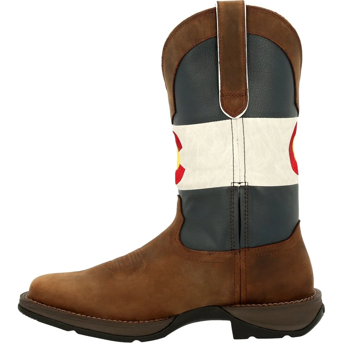 Durango Rebel Men's 11" Pull-on Western Work Boots Ddb0346 In Bark Brown And Colorado Flag