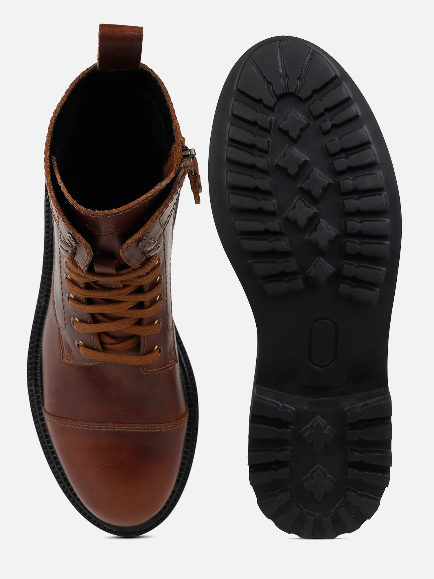 Ezok Leather Lace Up Boots For Men