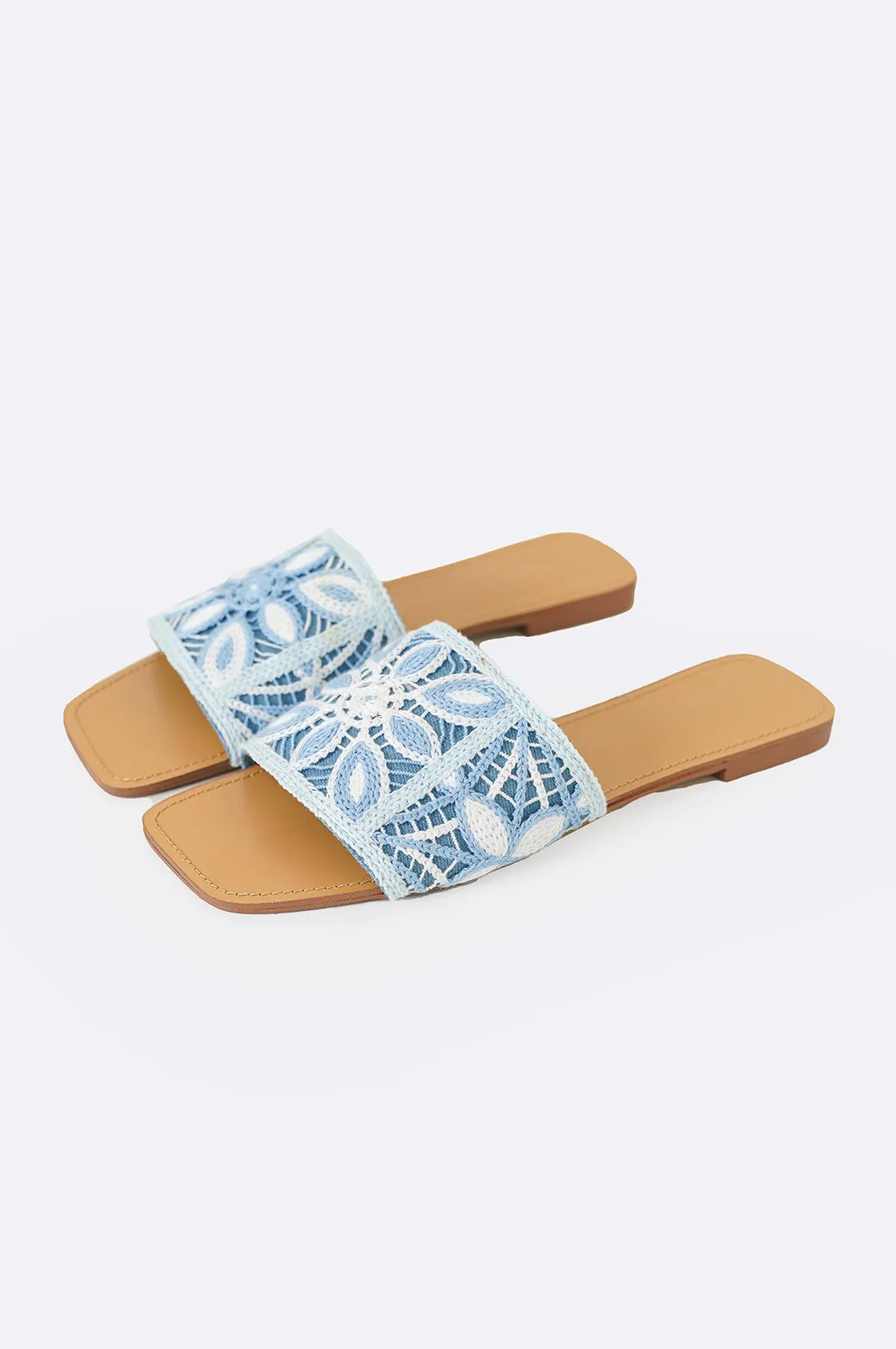 FLORAL WEAVE SLIDES