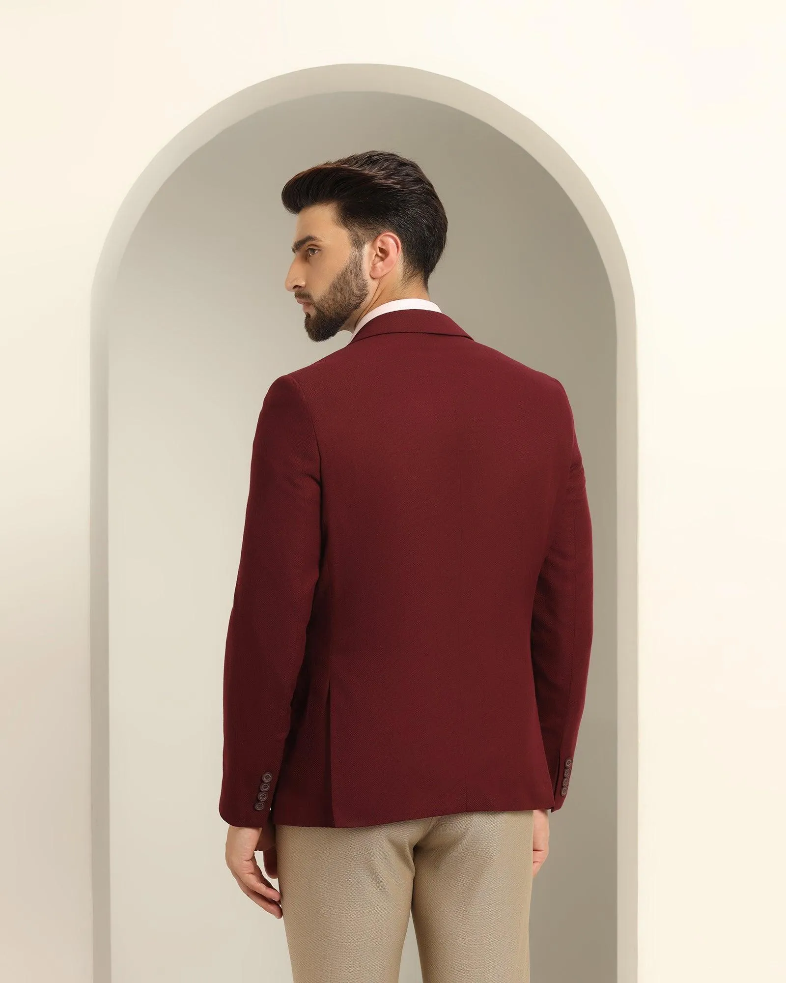 Formal Wine Textured Blazer - Sarwin