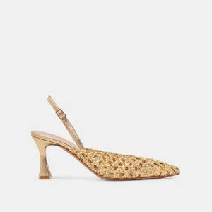 GLORIA HEELS GOLD WOVEN