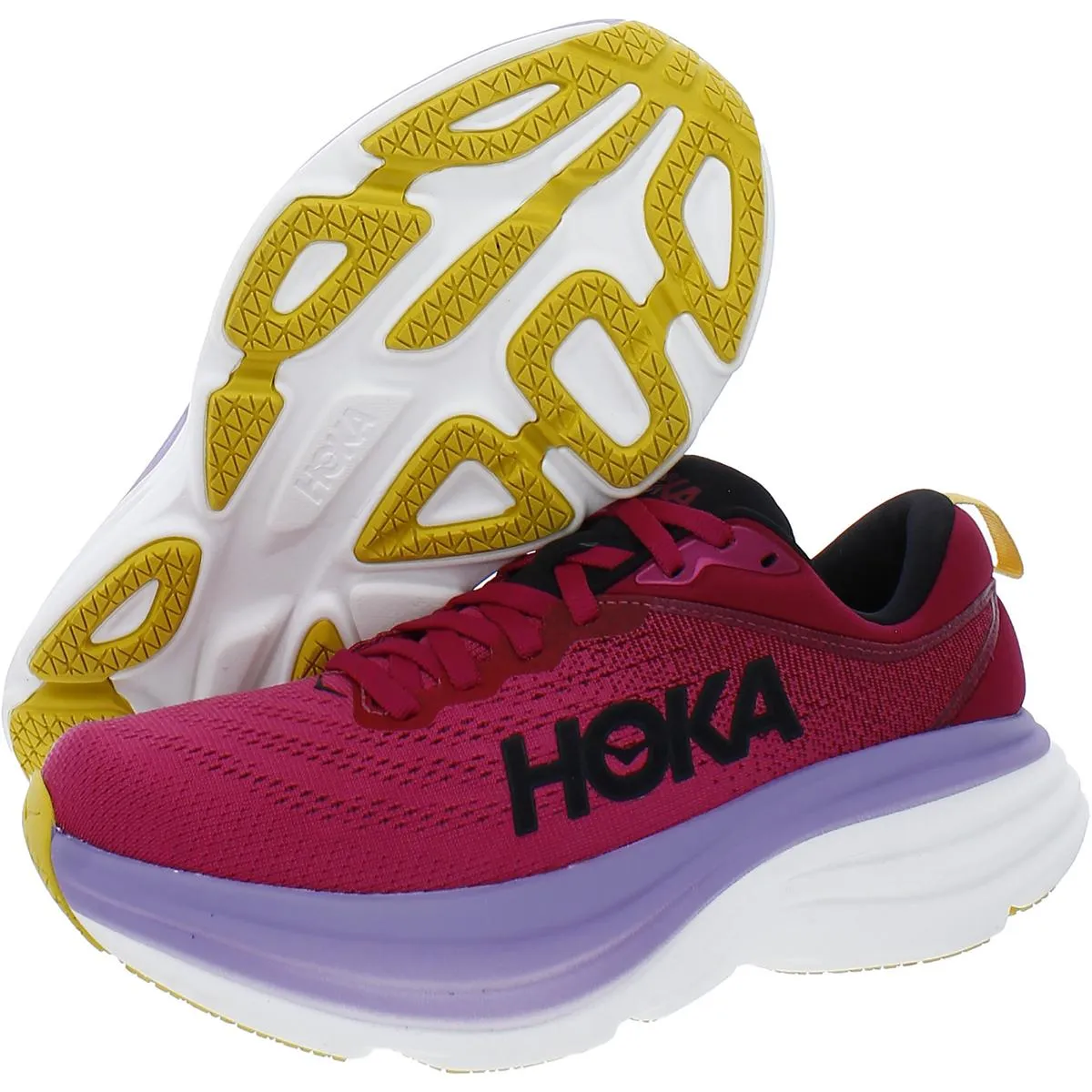 Hoka One One Womens Bondi 8 Mesh Running Athletic and Training Shoes