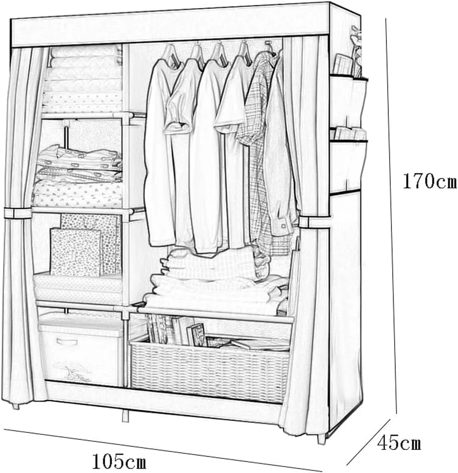 Kuber Industries Foldable Wardrobe for Clothes|Non Woven 2 Door Portable Clothes Rack|4 Shelves Almirah for Clothes-Pack of 3 (Purple)