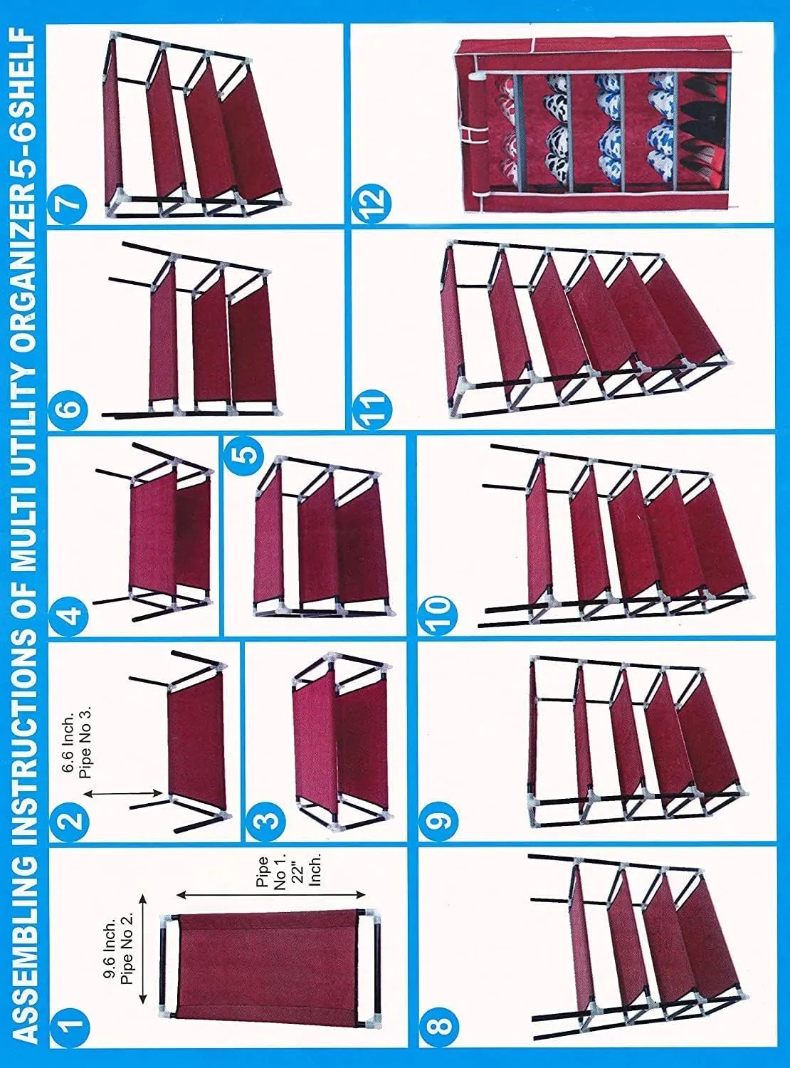 Kuber Industries Shoe Rack|Non-Woven 5 Shelves Shelf|Foldable Storage Rack Organizer for Shoe, Books-Pack of 5 (Maroon)