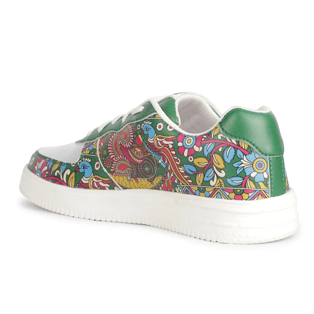 Leap7x Lacing White  Kalamkari Printed Casual Sneakers For Men MJH-M01 By Liberty