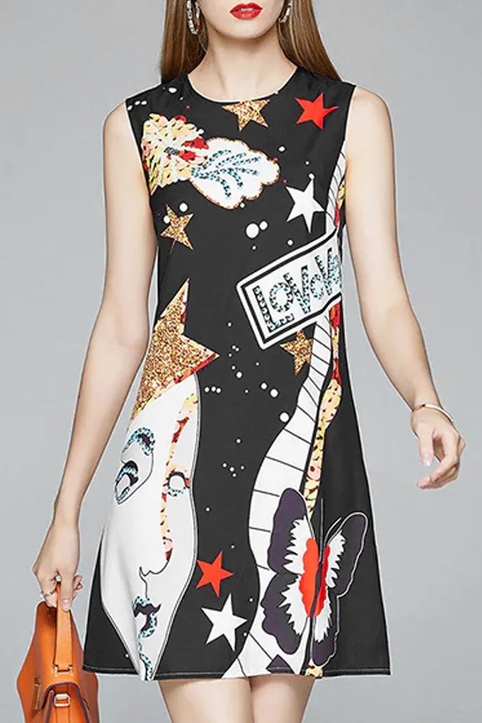 Loveva Printed Sleeveless Dress