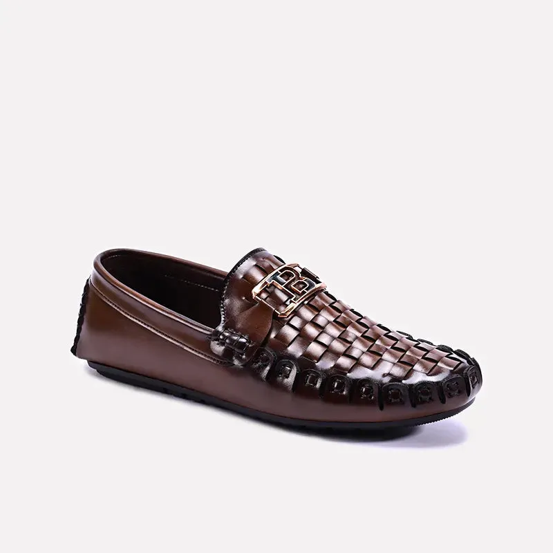 Loxley Brown Woven Loafers 0130882