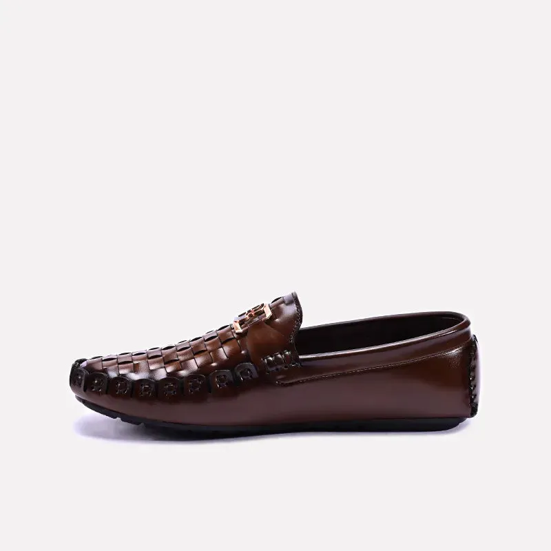 Loxley Brown Woven Loafers 0130882