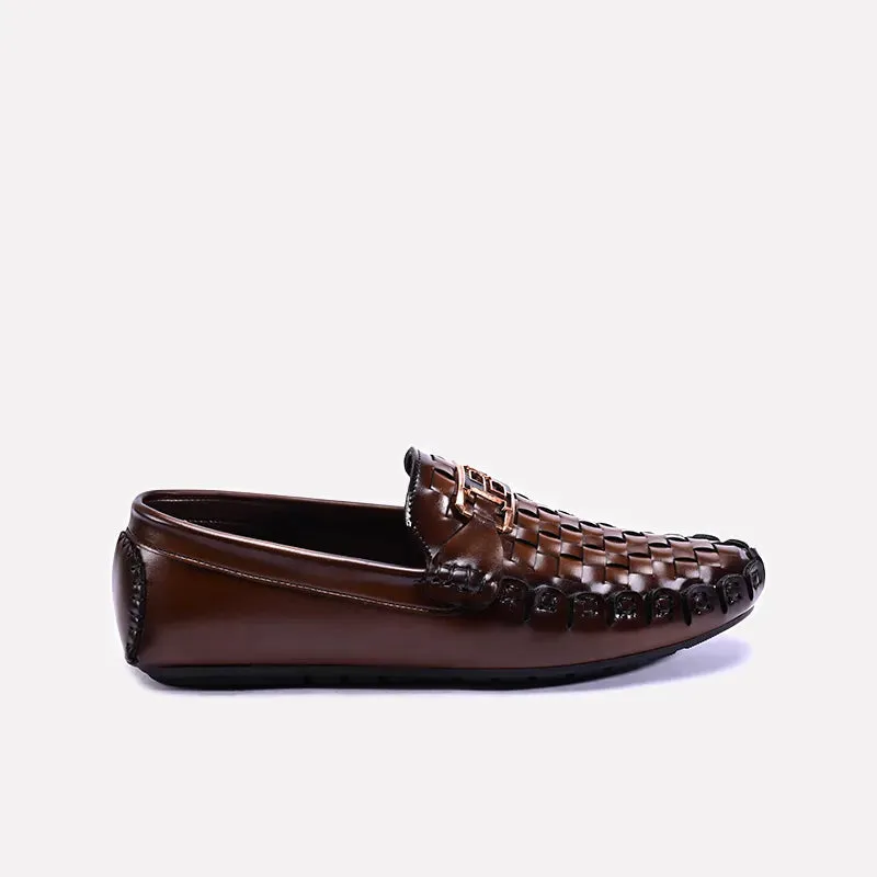 Loxley Brown Woven Loafers 0130882