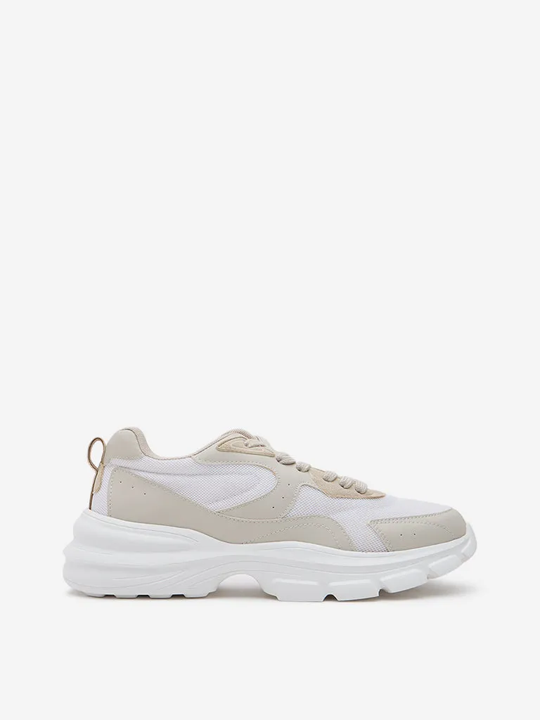 LUNA BLU Taupe Mesh-Detailed Sneakers