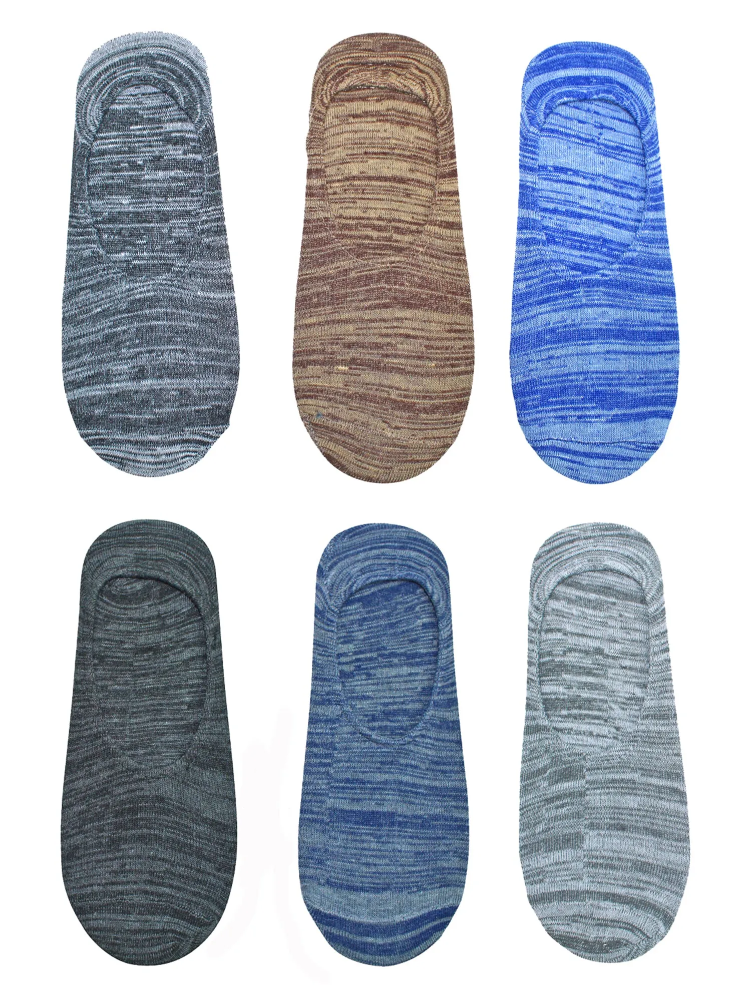 Marled Knit Mens Assorted 6 Pack No Show Socks