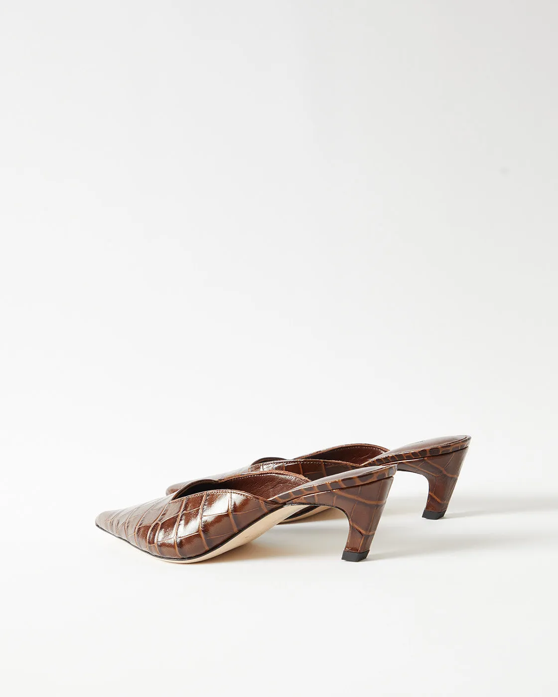 Mathilde Mule Leather Emboss Croc Brown