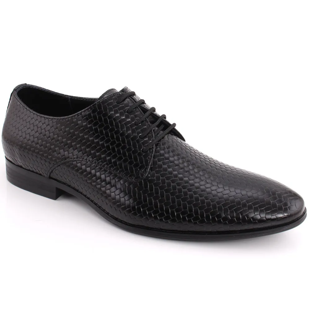 Men “KAEL” Lace-Up Glossy Woven Textured Formal Shoes