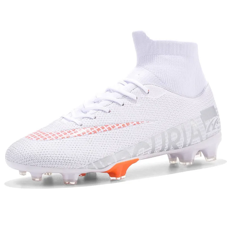 Men Soccer Shoes  High Ankle Football Boots Cleats Grass Training