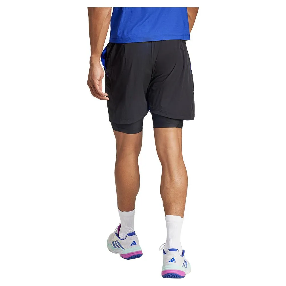 Mens Short and Tight Tennis Set Lucid Blue and Black