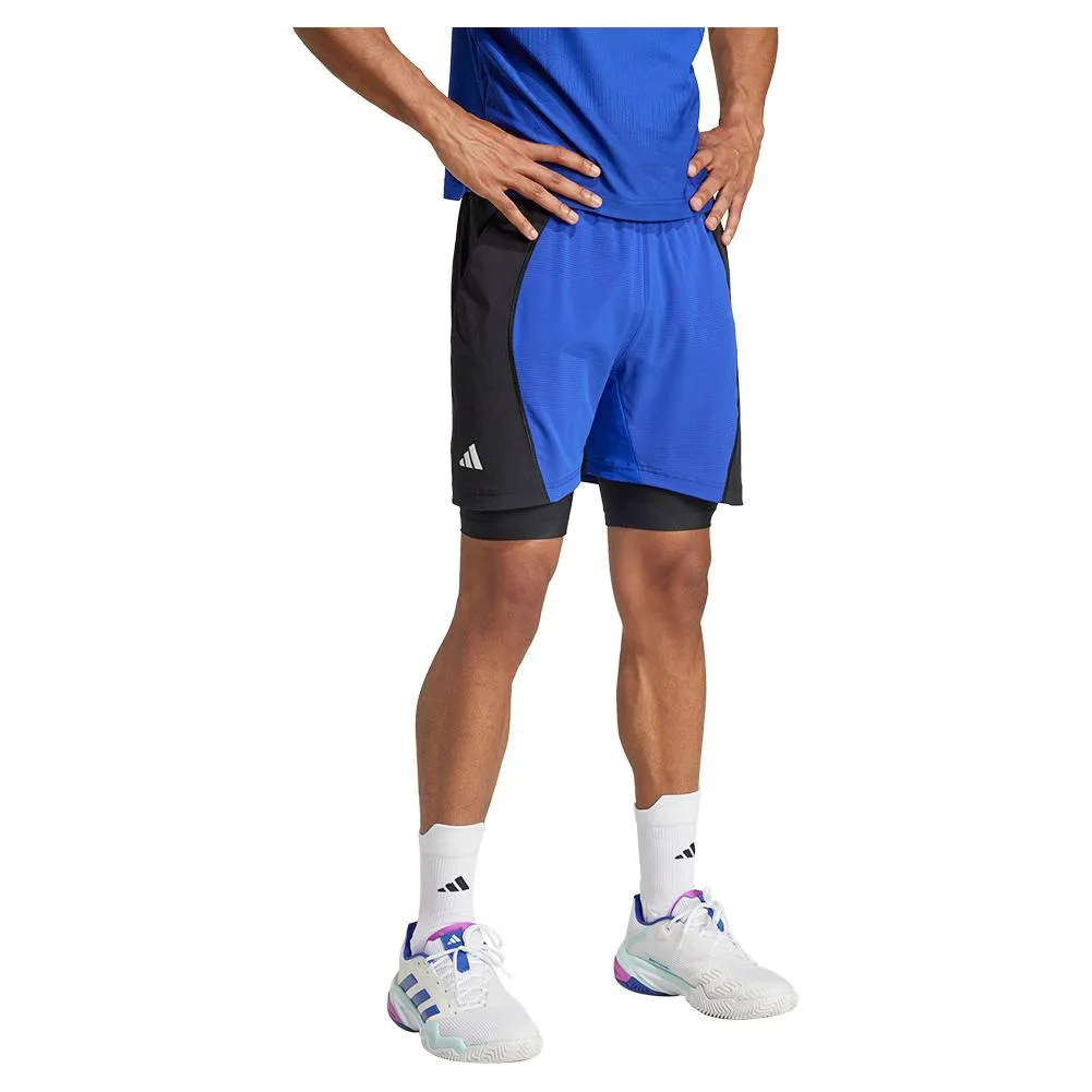 Mens Short and Tight Tennis Set Lucid Blue and Black