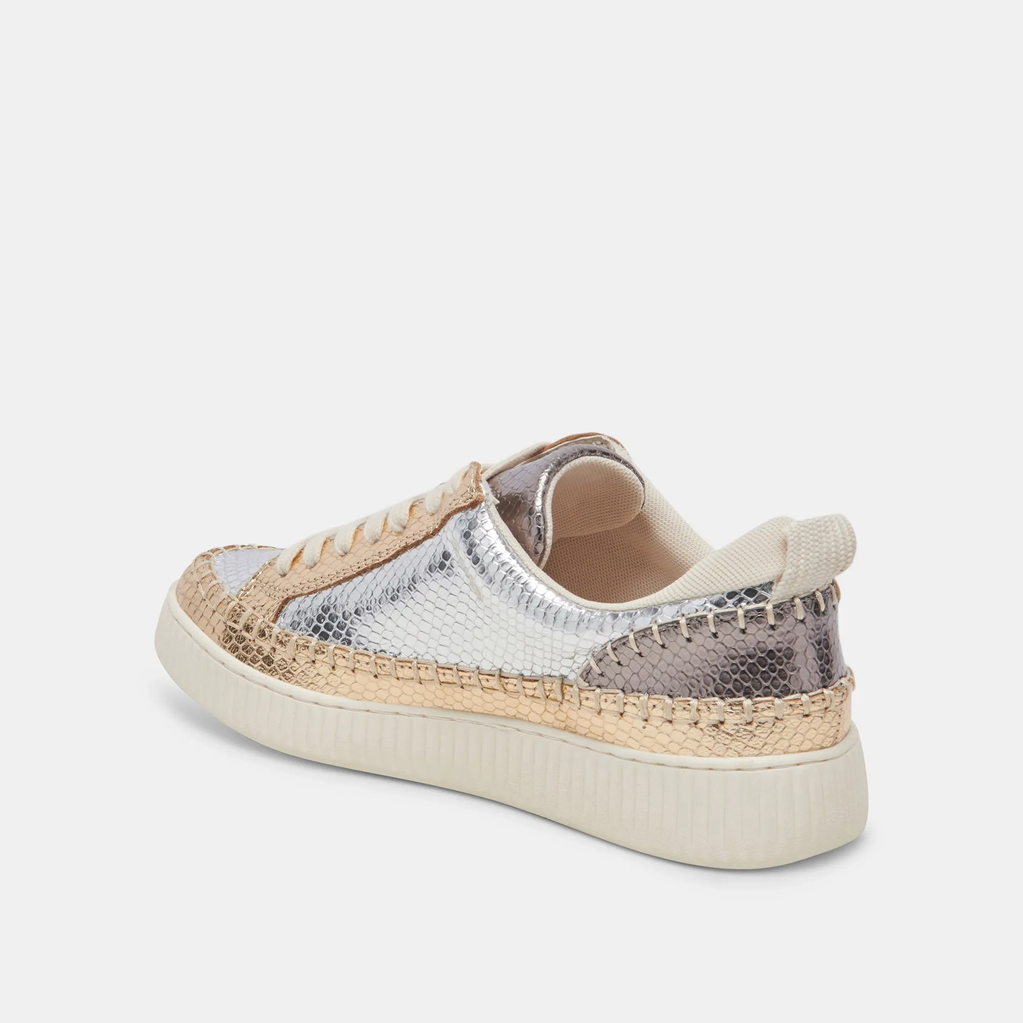 NICONA SNEAKERS SILVER GOLD EMBOSSED LEATHER