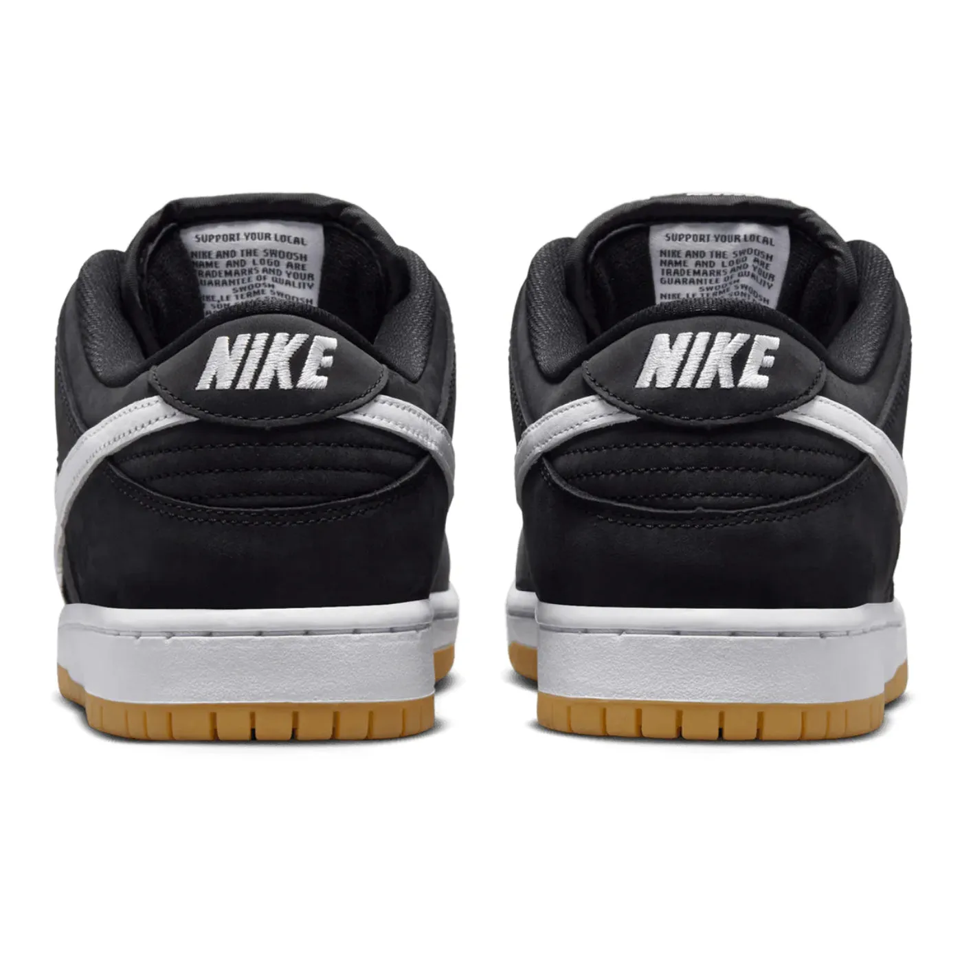 Nike SB Dunk Low Shoes - Black / White - Black - Gum Light Brown